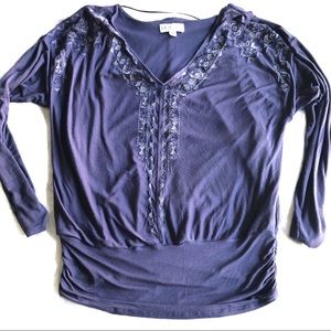 Knox Rose purple dolman embroidered sweater